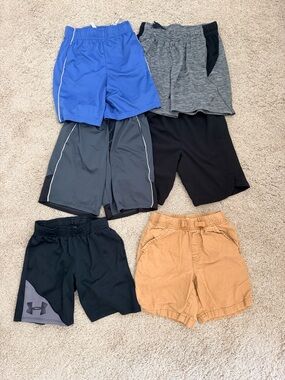 Lot of 6 Pair Boys' Athletic Shorts and Khaki Shorts - Comfortable Active Size 6